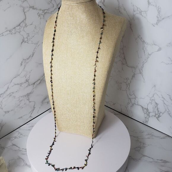 VINTAGE Bronze and Seed Bead Delicate Single Strand Necklace - Picture 6 of 8